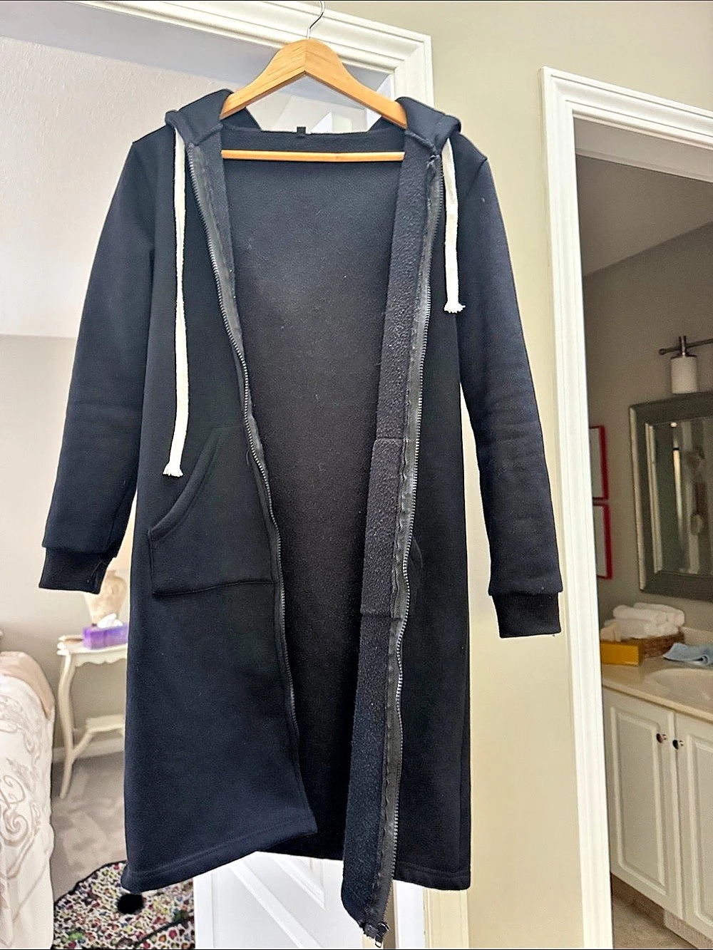 Black Hooded Longline Jacket
